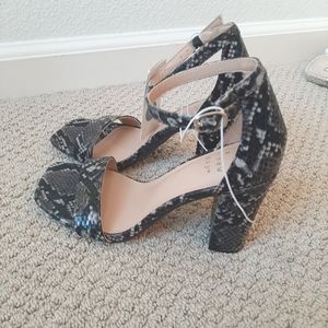 Snakeskin sandal heels gray
